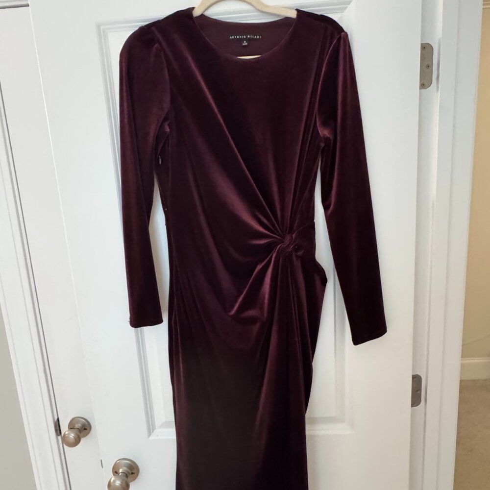 Antonio Melani Purple Velvet Mid Length Dress Size 6/8 Medium  Worn once, like n
